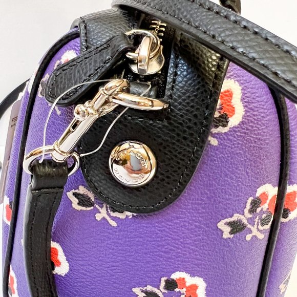 Coach Mini Bennett Top Zip Satchel Shoulder Crossbody Bag Purple Multi - Picture 6 of 15